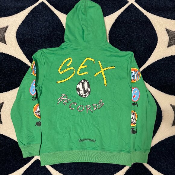 Chrome Hearts Matty Boy Sex Records Hoodie Green Mens Size Large - Picture 3 of 3
